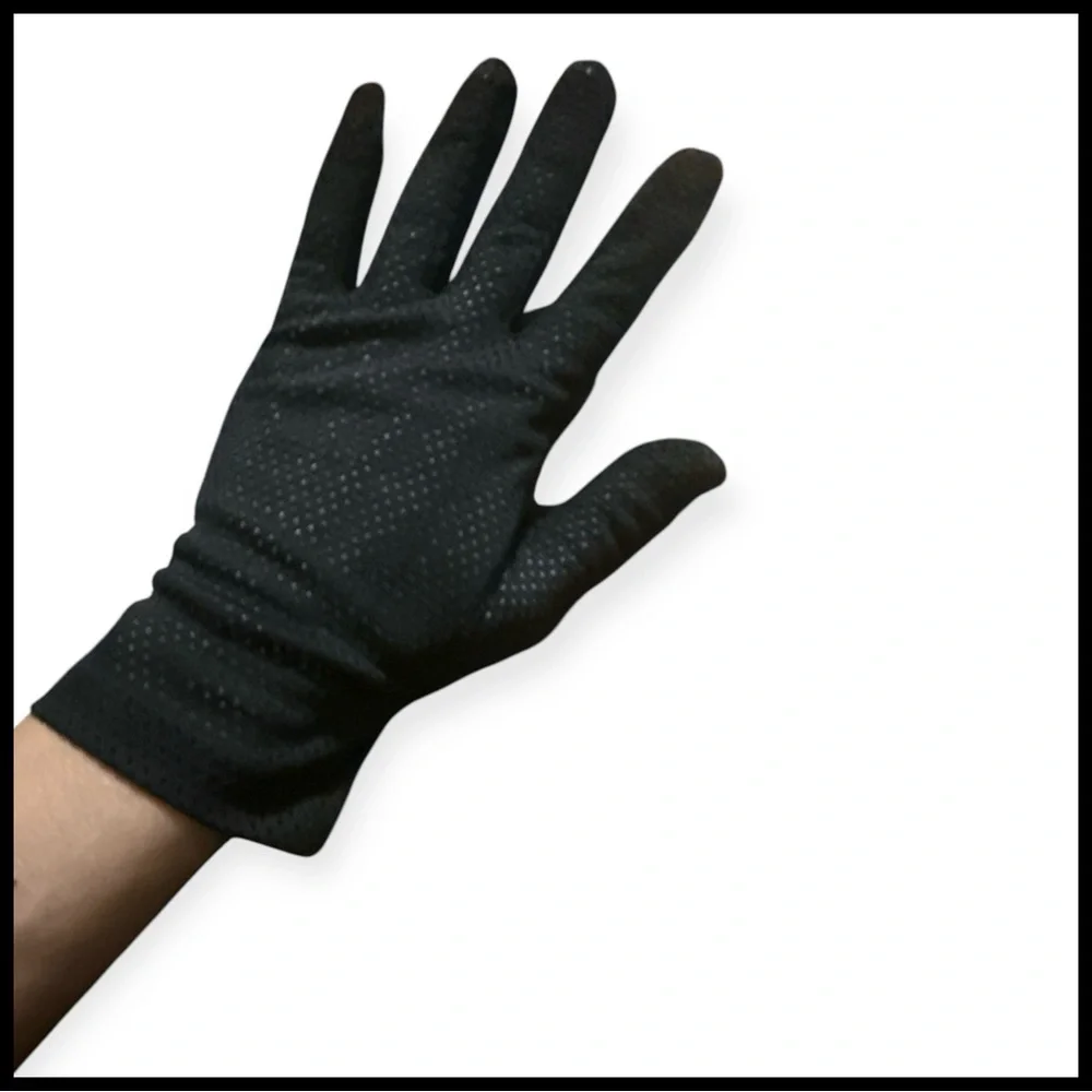 FAB 1950’s Vintage Black Perforated Dress Gloves, Wrist Length & Lightweight